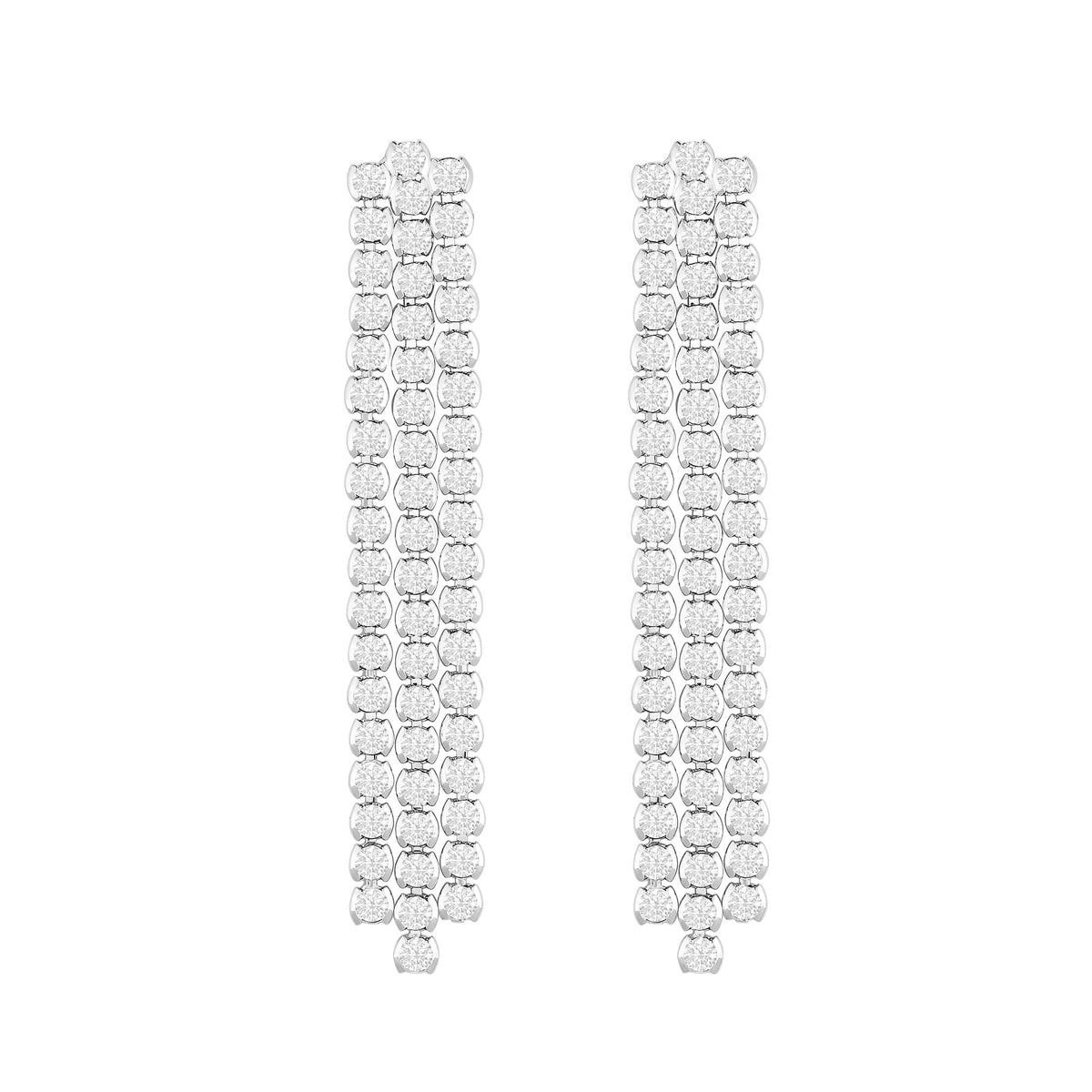 Jon Richard Silver Plated Multi Row Crystal Tennis Earrings - Gift Boxed