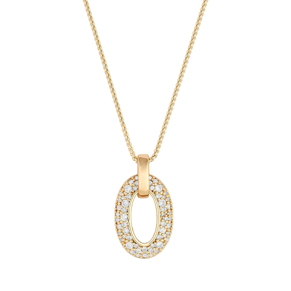 Jon Richard Gold Plated Micro Pave And Polished Open Pendant Necklace - Gift Boxed