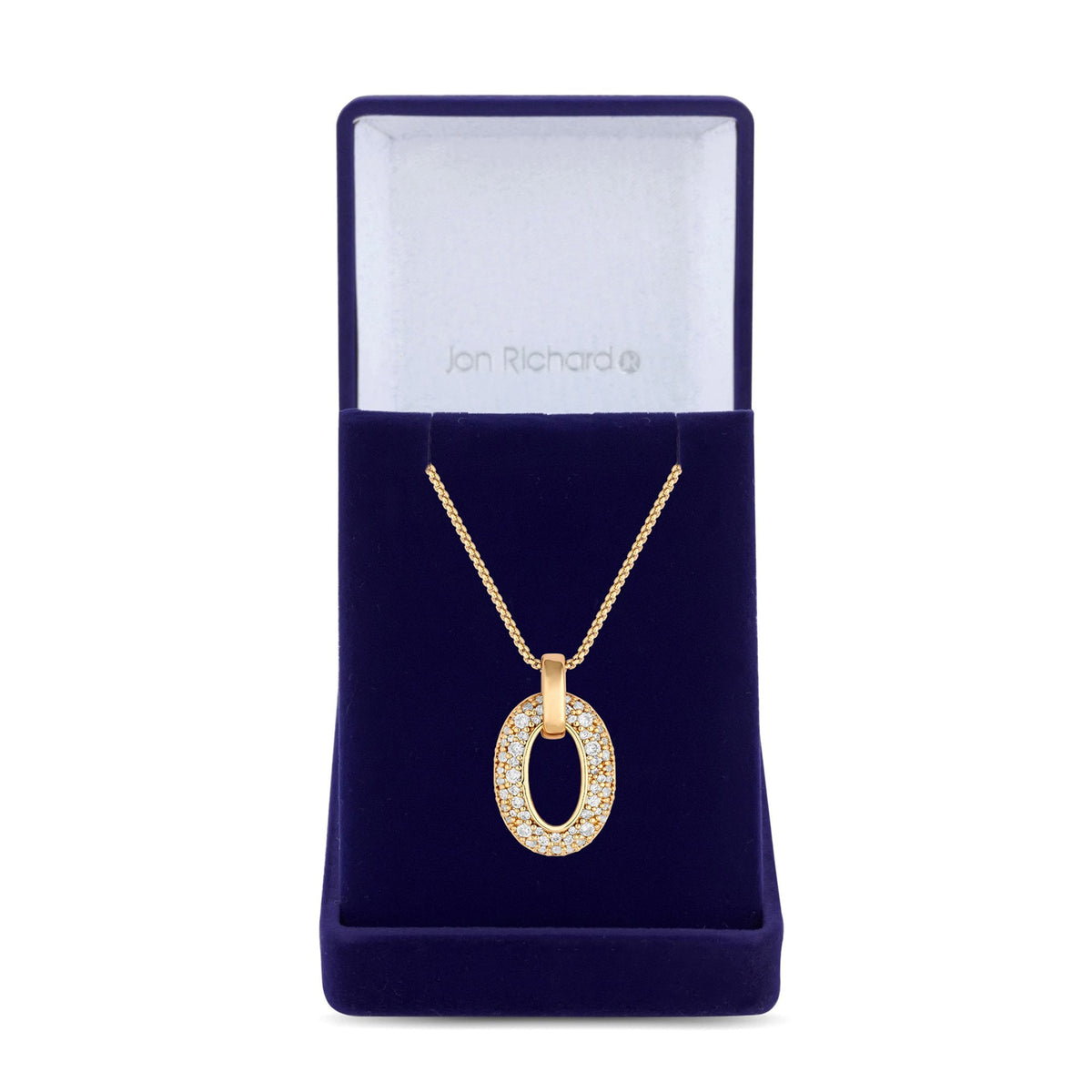 Jon Richard Gold Plated Micro Pave And Polished Open Pendant Necklace - Gift Boxed