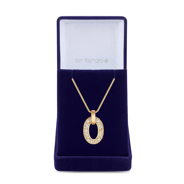 Jon Richard Gold Plated Micro Pave And Polished Open Pendant Necklace - Gift Boxed