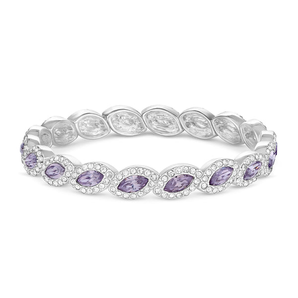 Jon Richard Silver Plated Lavender And Crystal Navette Stretch Bracelet