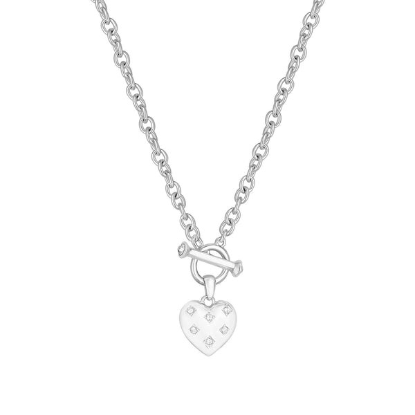 Lipsy Silver Heart T Bar Necklace - Gift Boxed