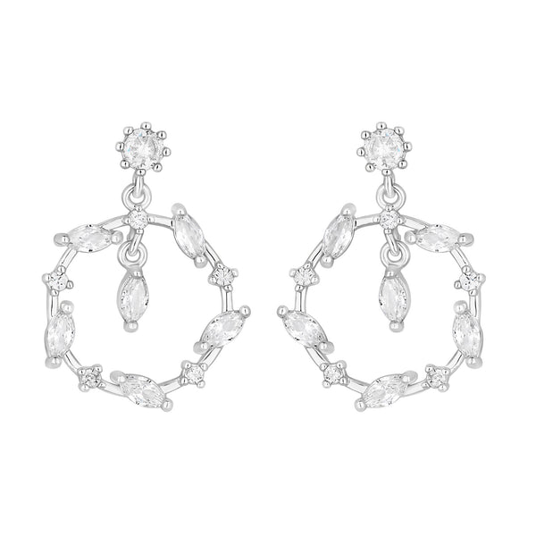 Mood Silver Crystal Cubic Zirconia Forward Facing Charm Drop Earrings