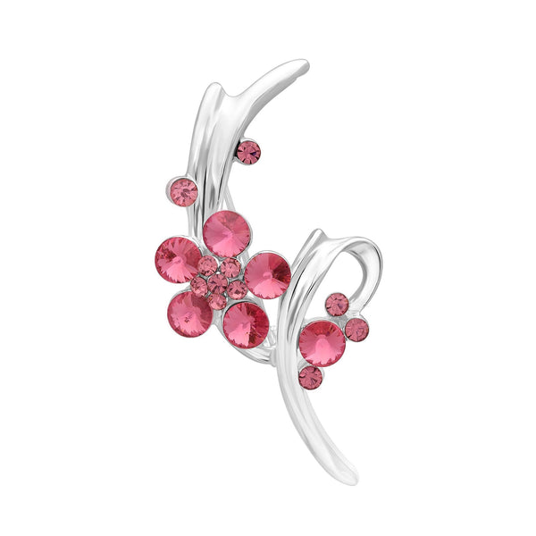Jon Richard Silver Plated And Piink Floral Brooch - Gift Boxed