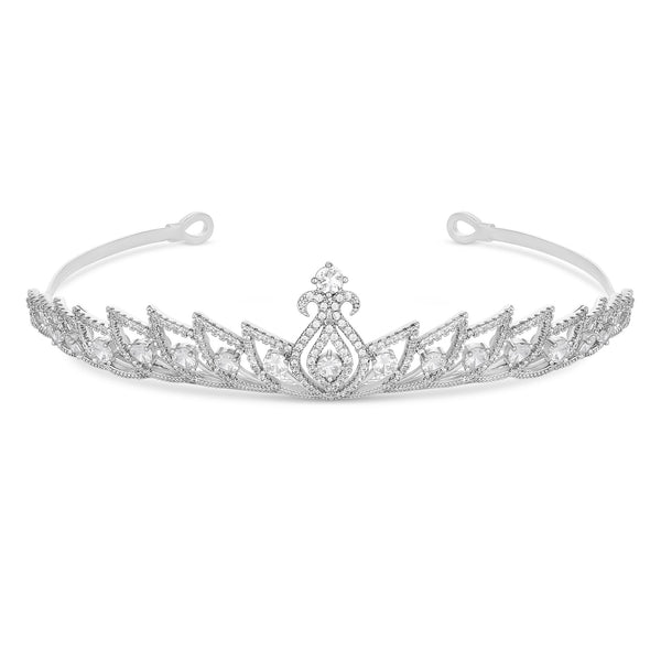 Jon Richard Rhodium Plated Cubic Zirconia Tiara - Gift Pouch