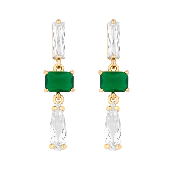 Jon Richard Gold Plated Mixed Stone Emerald And Cubic Zirconia Drop Earrings
