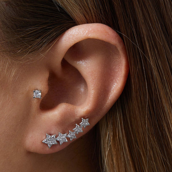 Jon Richard Star Cubic Zirconia Climber Earrings