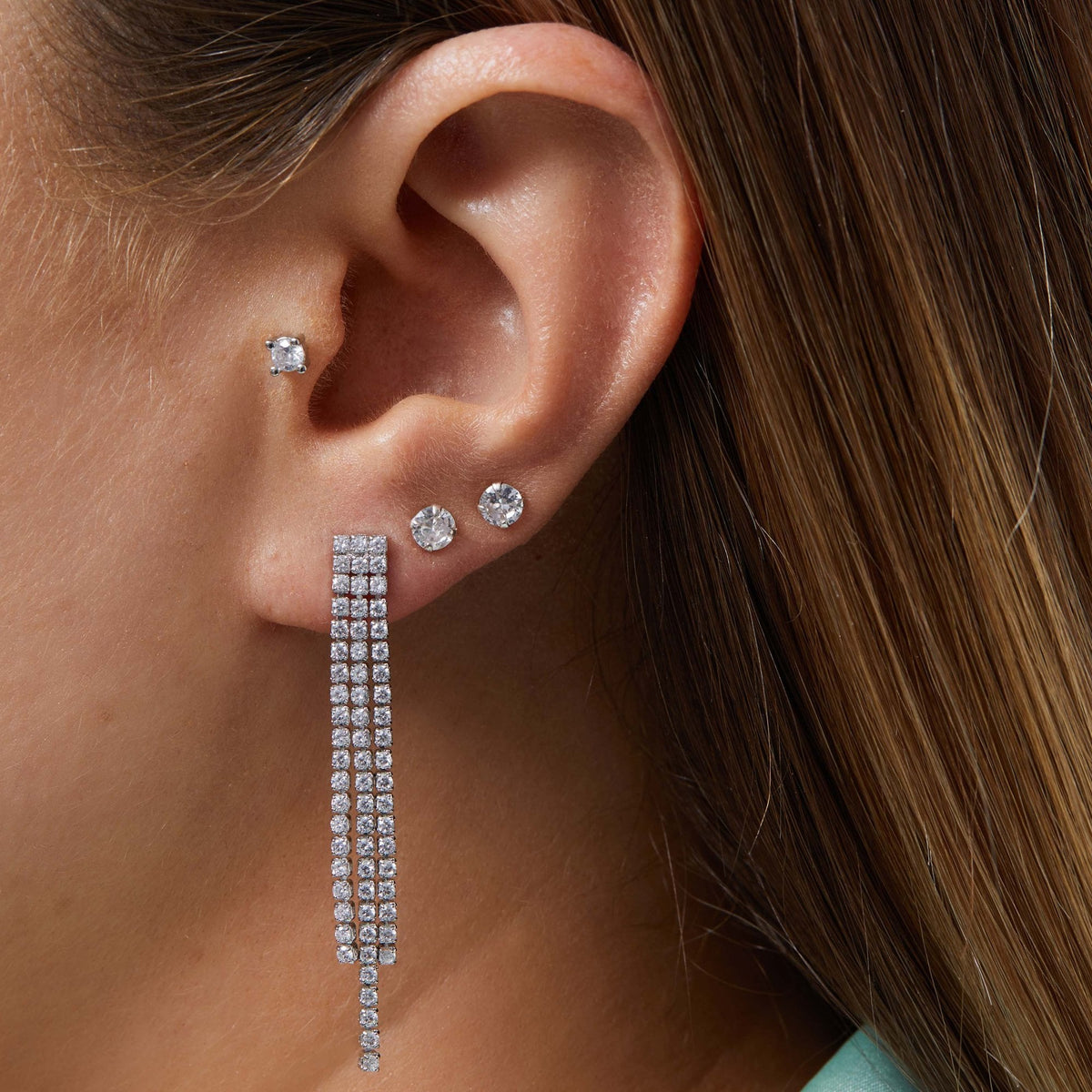 Jon Richard Rhodium Plated Fine Cubic Zirconia Shower Drop Earrings