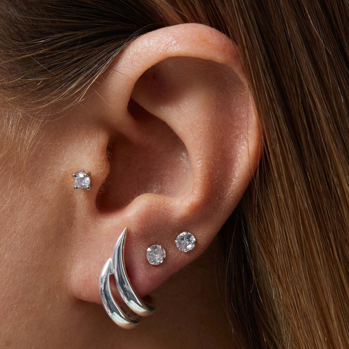 Jon Richard Silver Plated Double Wave Earrings