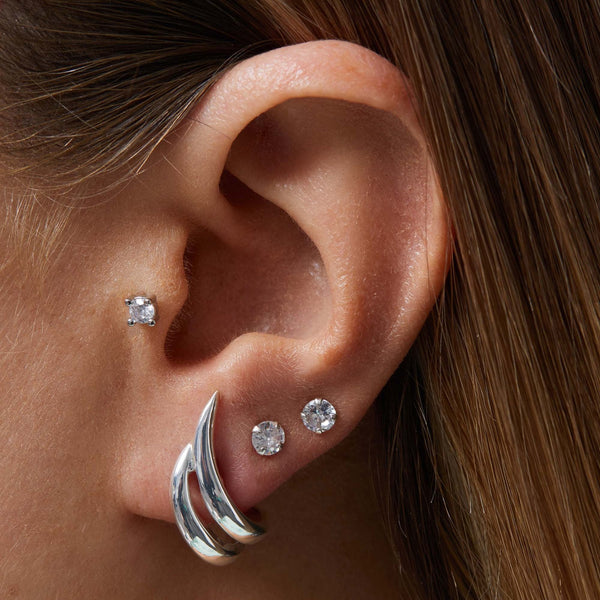 Jon Richard Silver Plated Double Wave Earrings