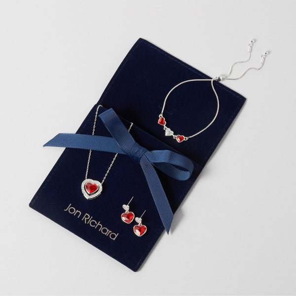 Jon Richard Radiance Collection Silver Plated Red Dancing Heart Toggle Bracelet