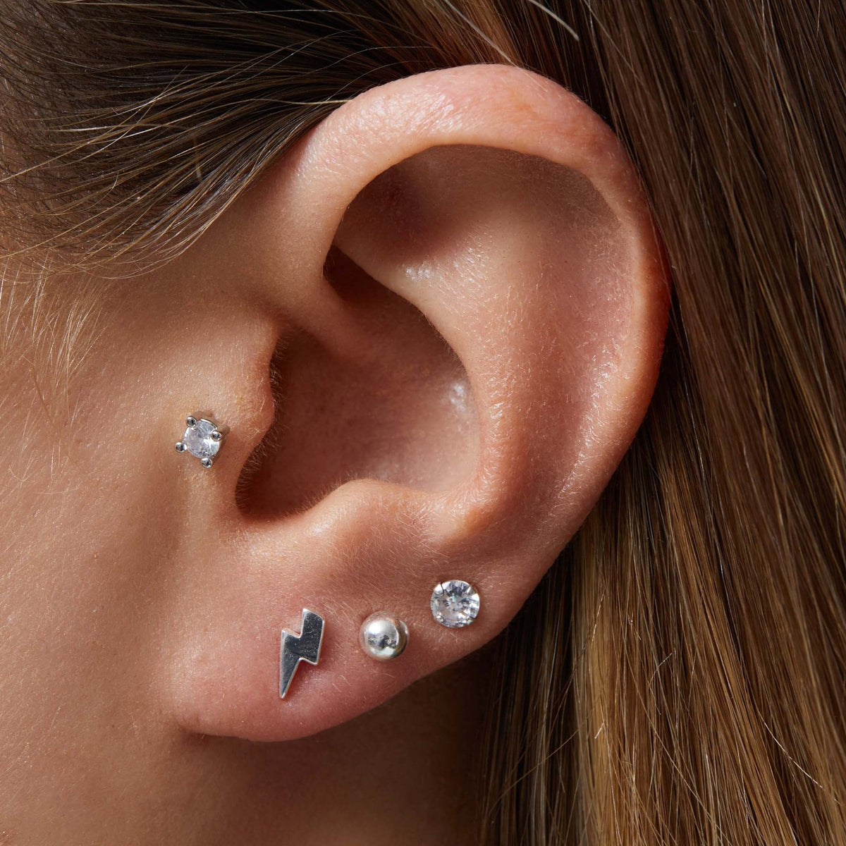 Simply Silver Sterling Silver 925 Polished Lightening Bolt Stud Earrings