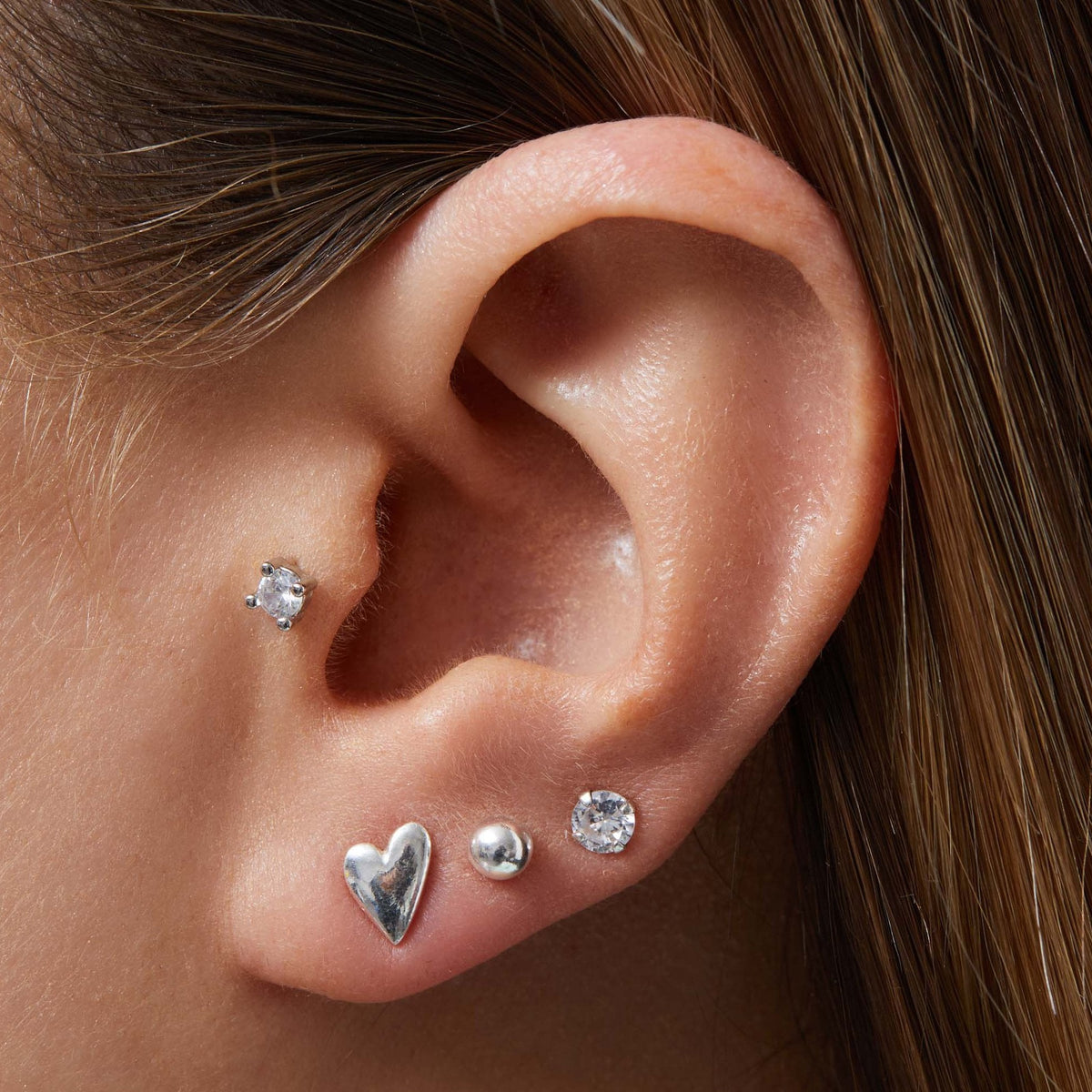 Simply Silver Sterling Silver 925 Heart Stud Earrings