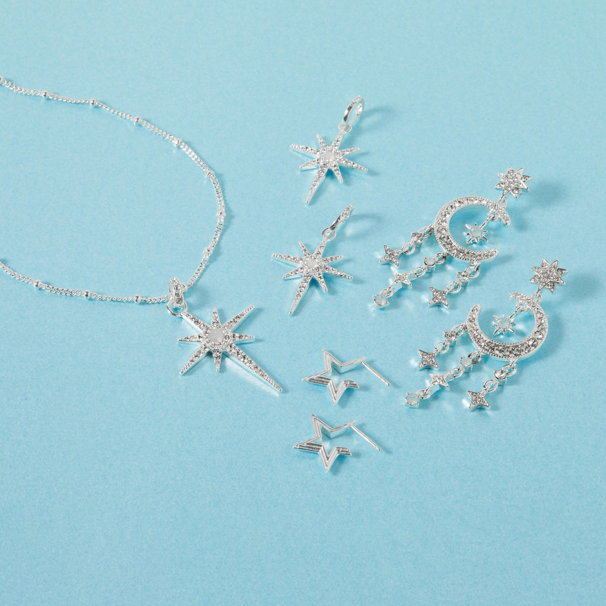 Simply Silver Sterling Silver 925 Polished Star Hoop Earrings