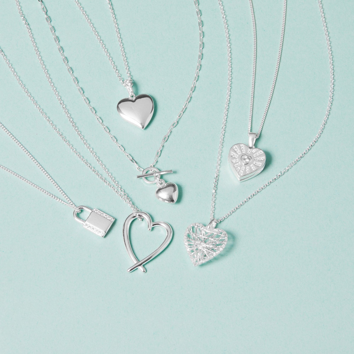 Sterling Silver 925 Open Heart Pendant Necklace