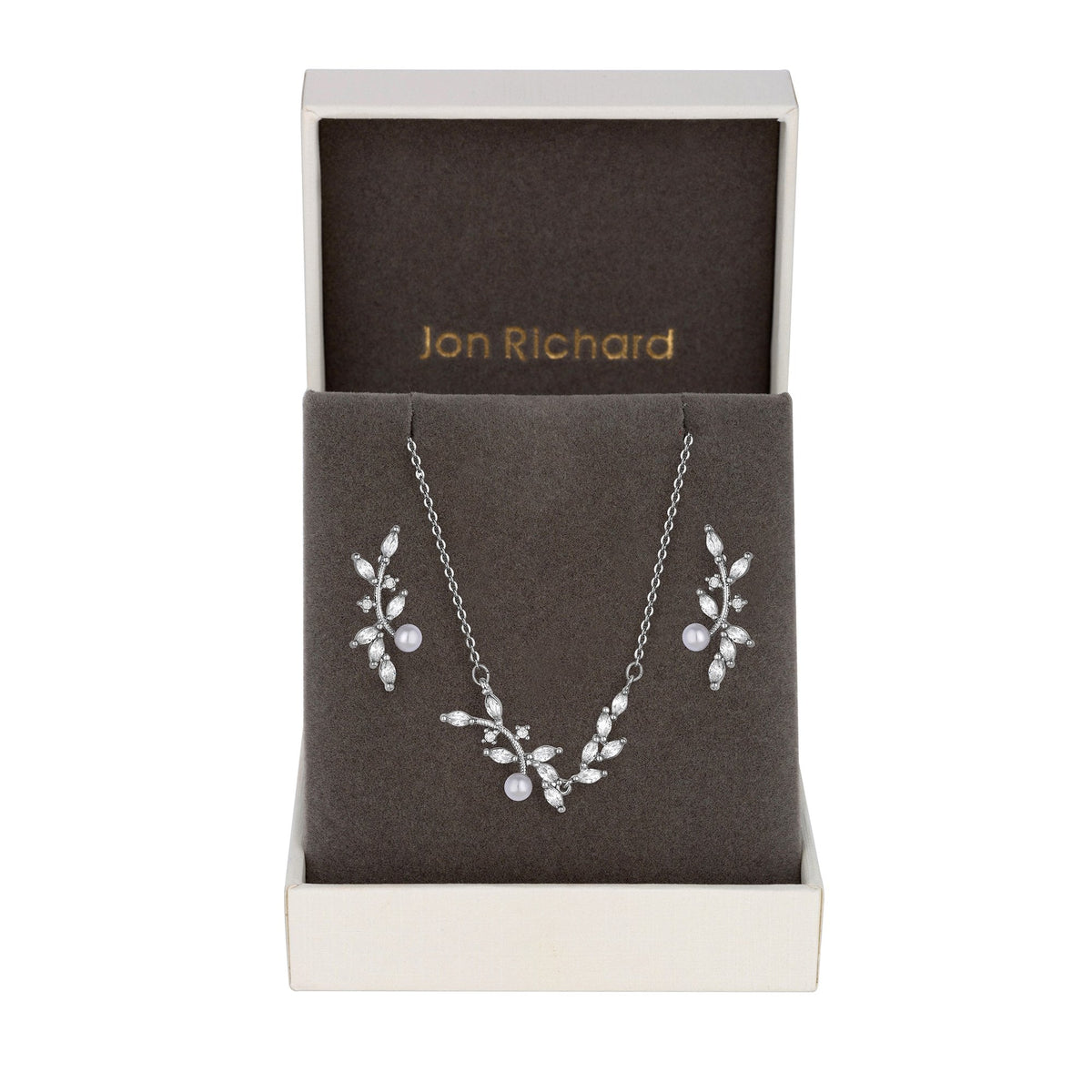 Crystal & Pearl Vine Jewellery Set In A Gift Box