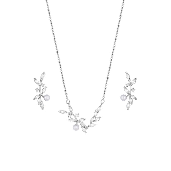 Crystal & Pearl Vine Jewellery Set In A Gift Box
