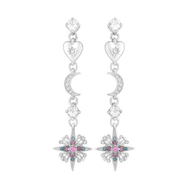Lipsy Silver Pastel Celestial Linear Drop Earrings