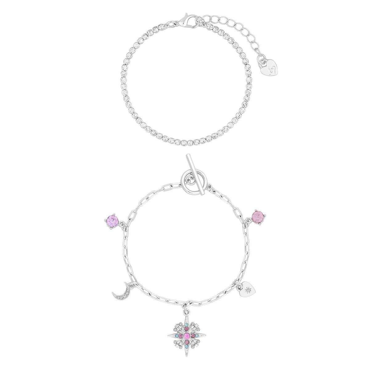Lipsy Silver Pastel Celestial 2 Pack Bracelets - Gift Boxed