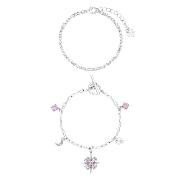 Lipsy Silver Pastel Celestial 2 Pack Bracelets - Gift Boxed