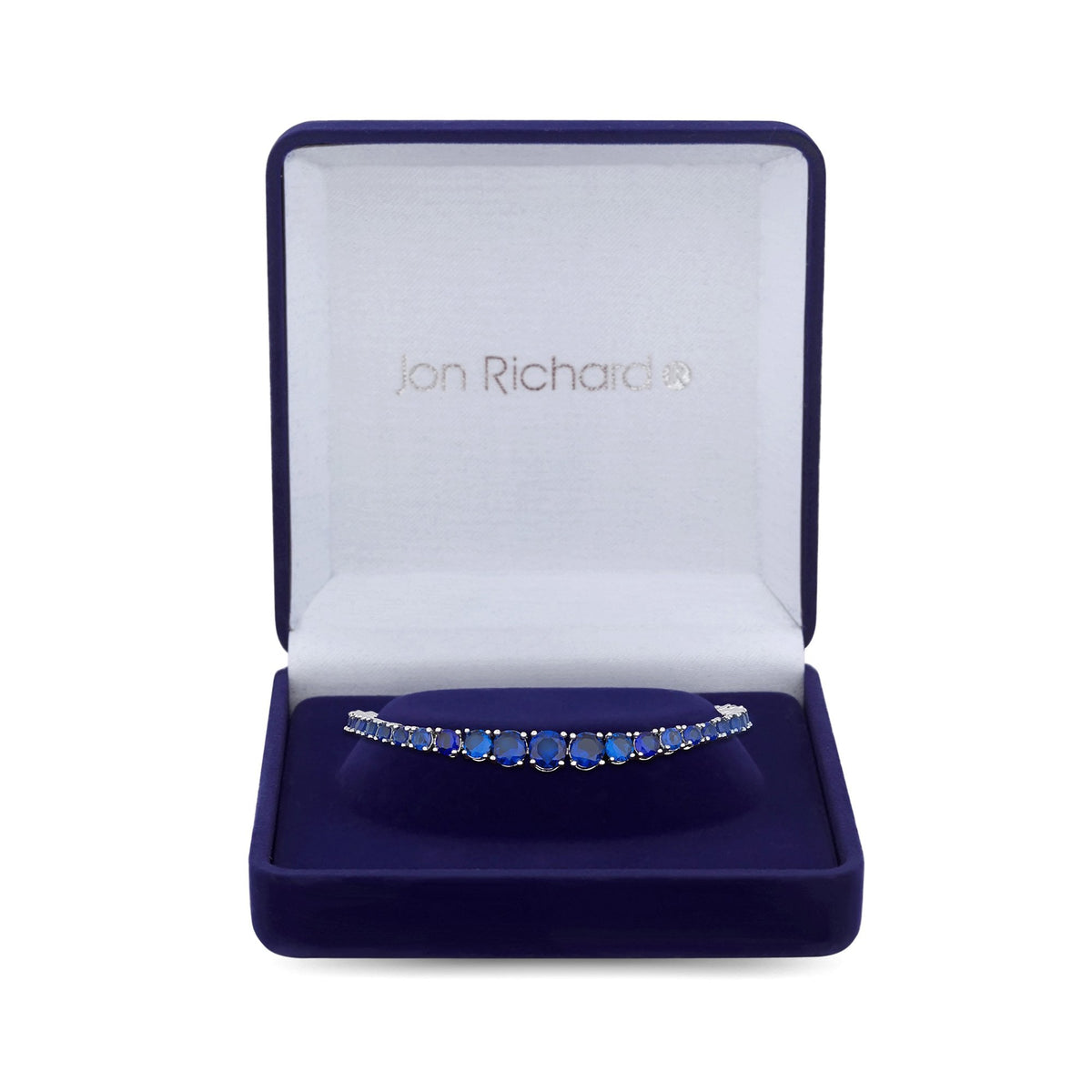 Jon Richard Silver Plated Cubic Zirconia Saphire Tennis Bracelet - Gift Boxed