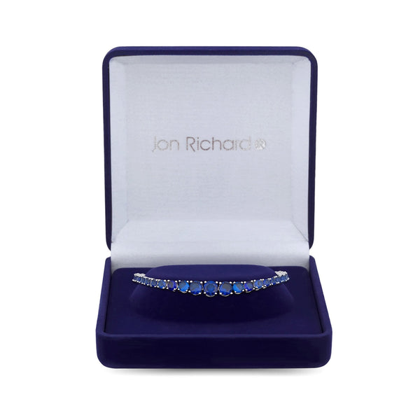 Jon Richard Silver Plated Cubic Zirconia Saphire Tennis Bracelet - Gift Boxed