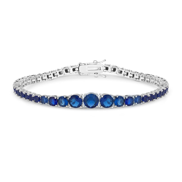 Jon Richard Silver Plated Cubic Zirconia Saphire Tennis Bracelet - Gift Boxed