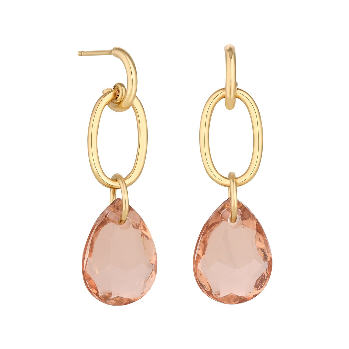 Mood Gold Light Peach Pear Chain Drop Earrings