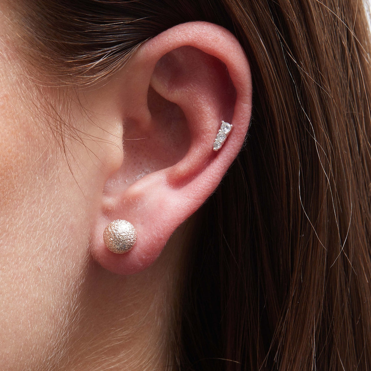 Rose Gold Plated Stud Earrings - Pack Of 3