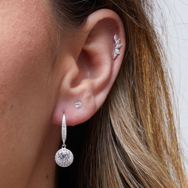 Sterling Silver 925 White Cubic Zirconia Clara Drop Earrings