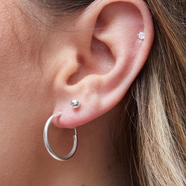 Simply Silver Sterling Silver 925 Polished Mini Sleeper Hoop Earrings