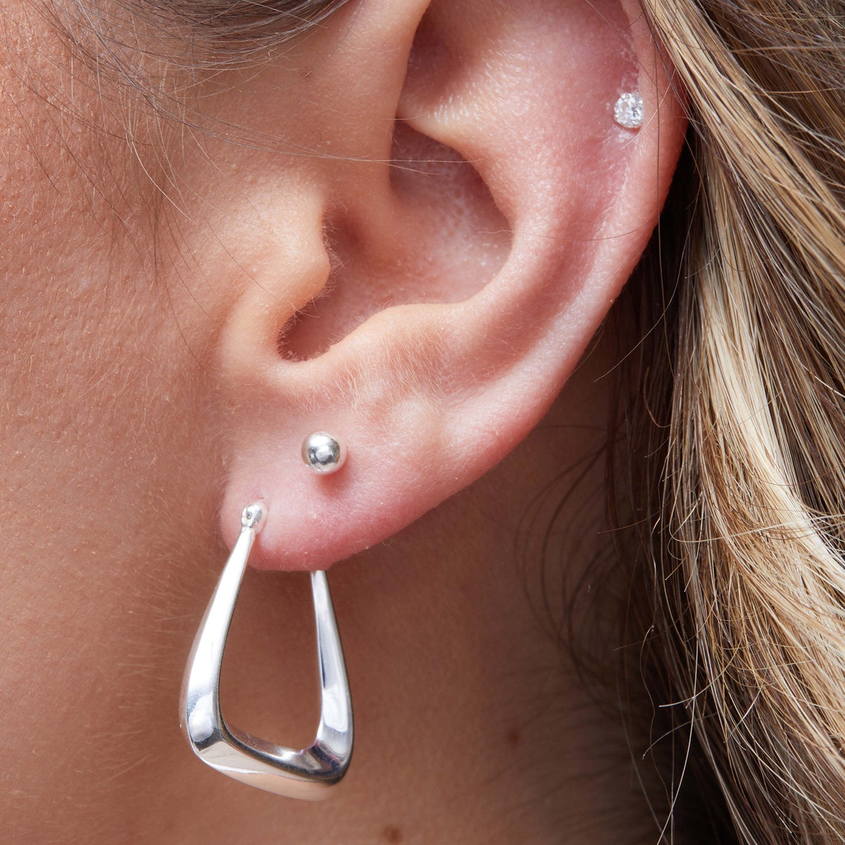 Simply Silver Sterling Silver 925 Triangle Hoop Earrings