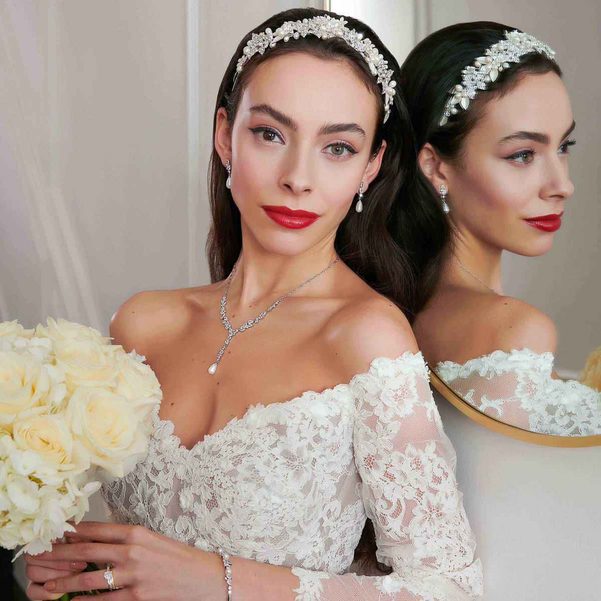 Silver Crystal And Pearl Tiara