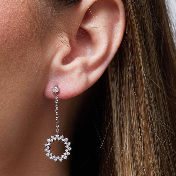 Jon Richard Rhodium Plated Fine Cubic Zirconia Open Profile Drop Earrings