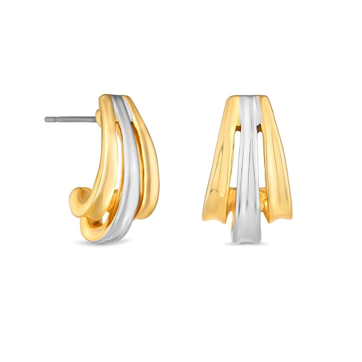 Jon Richard Two Tone Plated Curved Earrings