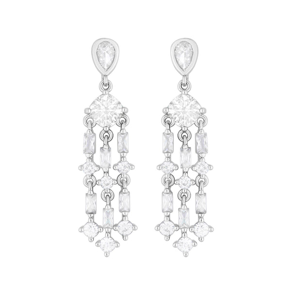 Jon Richard Rhodium Plated Cubic Zirconia Chandalier Drop Earrings