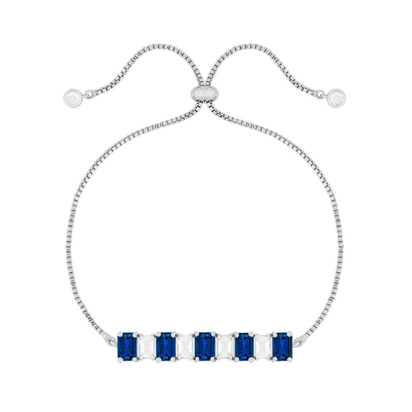 Jon Richard Rhodium Plated Cubic Zirconia Blue And Crystal Toggle Bracelet