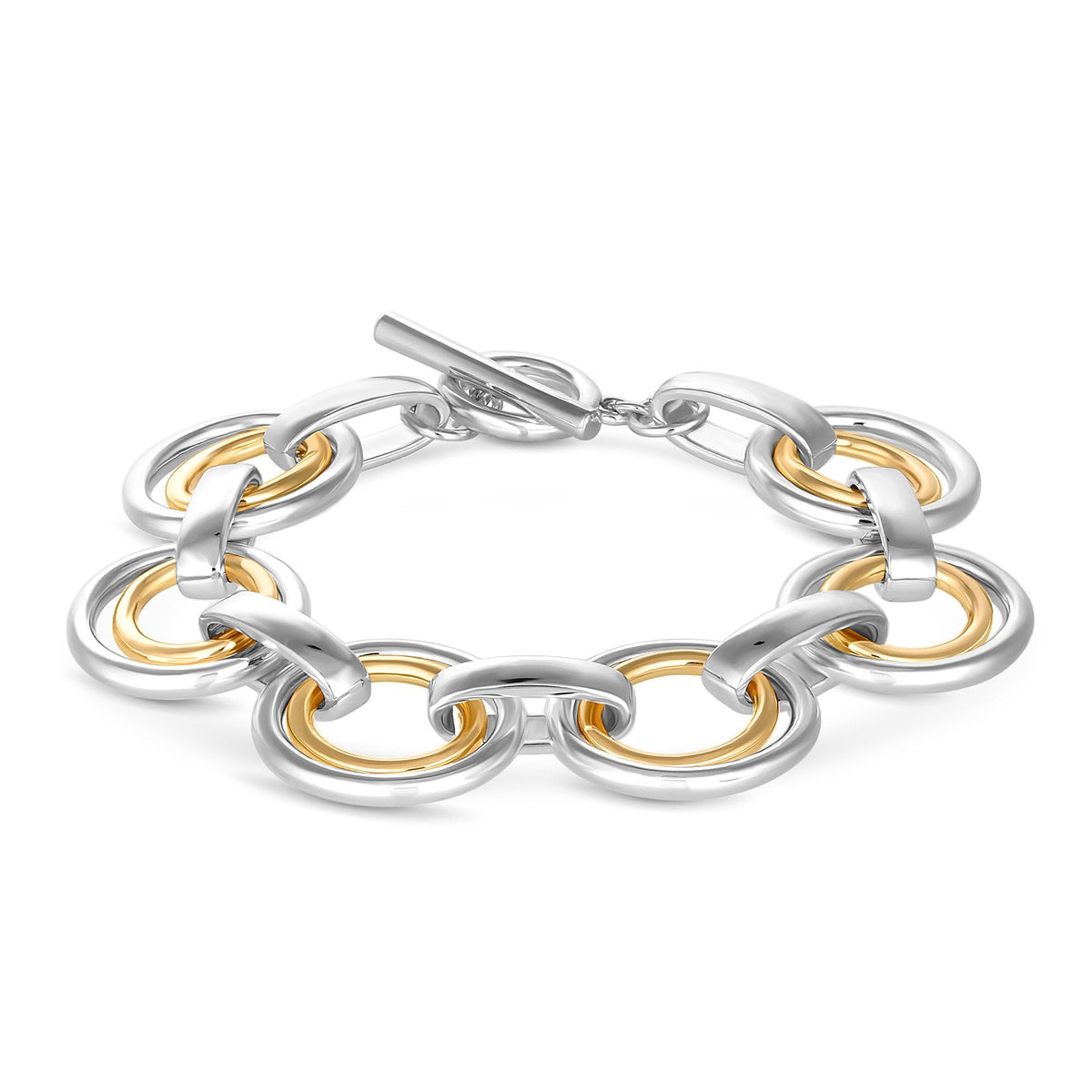 Mood Two Tone Polished Graduated Link Bracelet