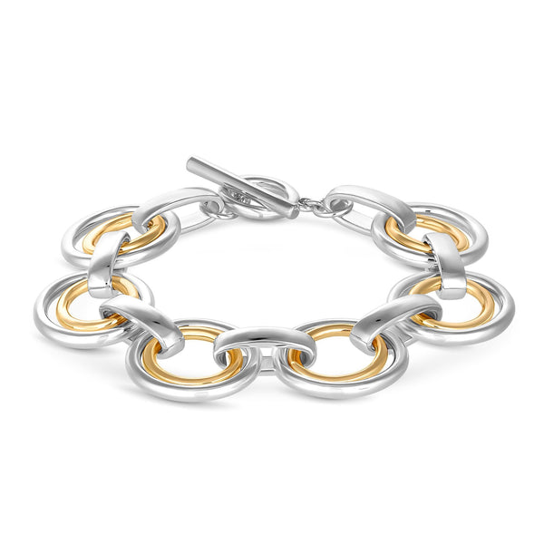 Mood Two Tone Polished Graduated Link Bracelet