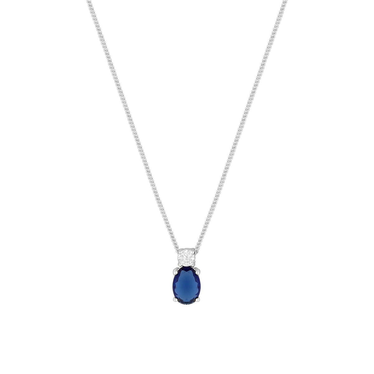 Simply Silver Sterling Silver 925 Mini Sapphire Cubic Zirconia Pendant Necklace