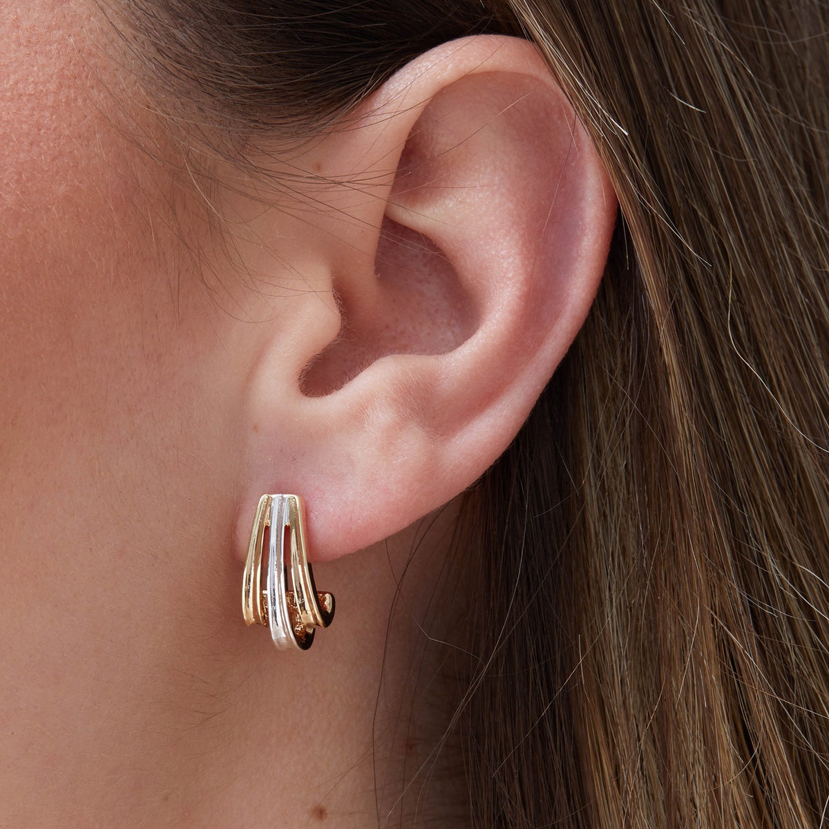 Jon Richard Two Tone Plated Curved Earrings