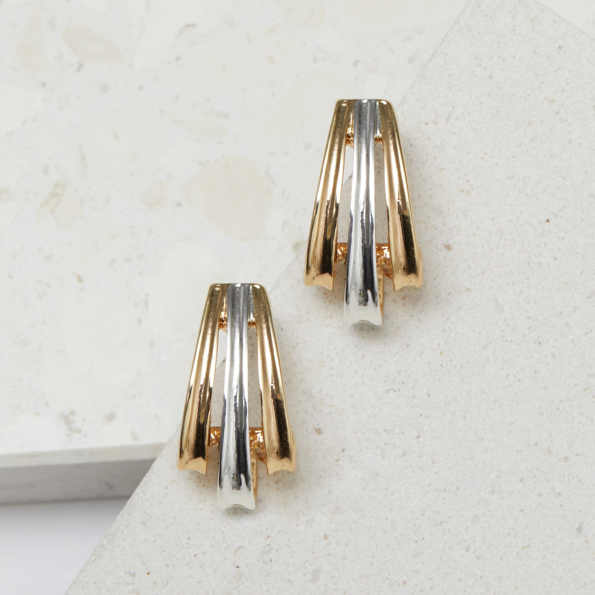 Jon Richard Two Tone Plated Curved Earrings