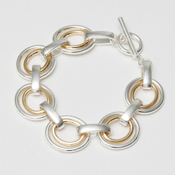 Mood Two Tone Polished Graduated Link Bracelet