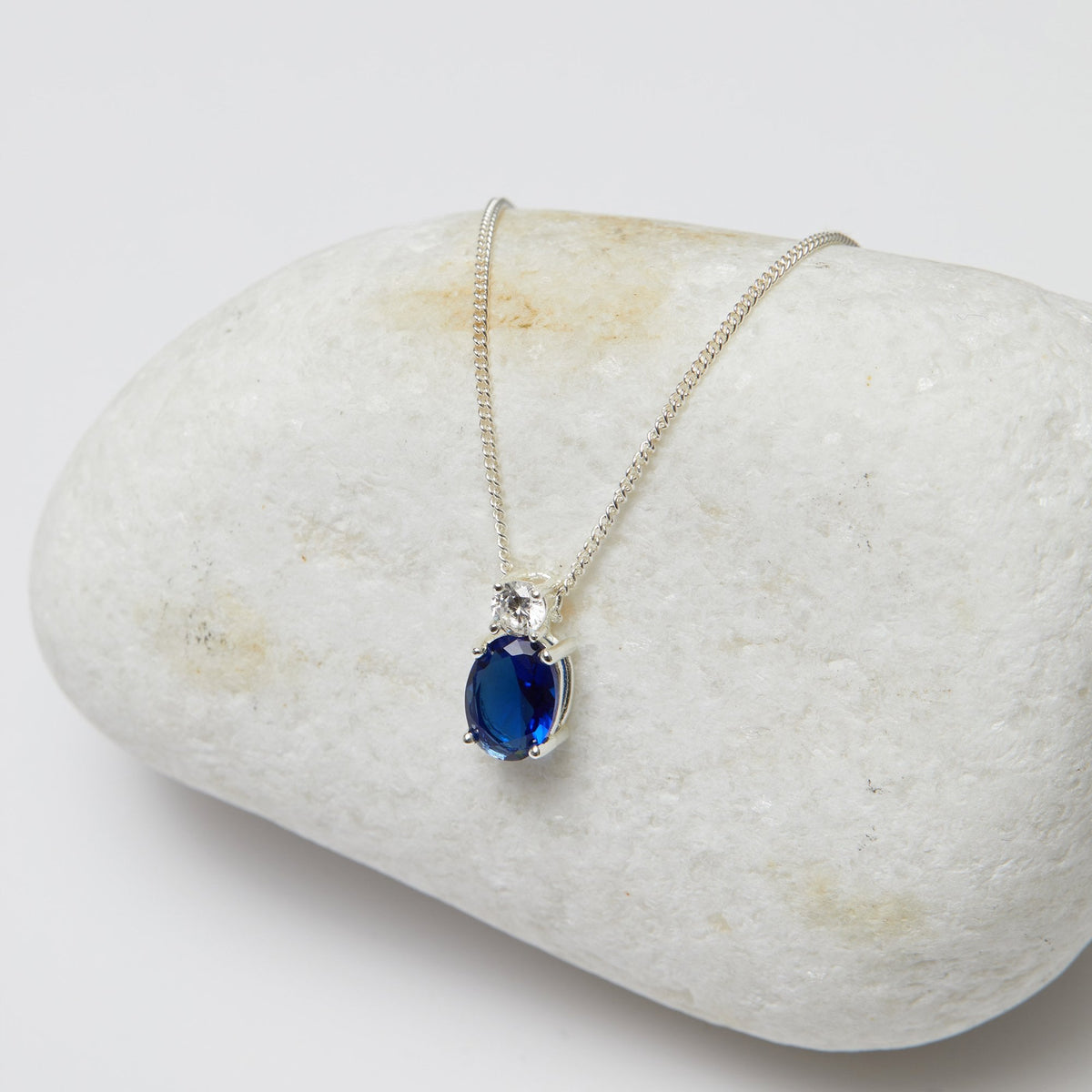 Simply Silver Sterling Silver 925 Mini Sapphire Cubic Zirconia Pendant Necklace
