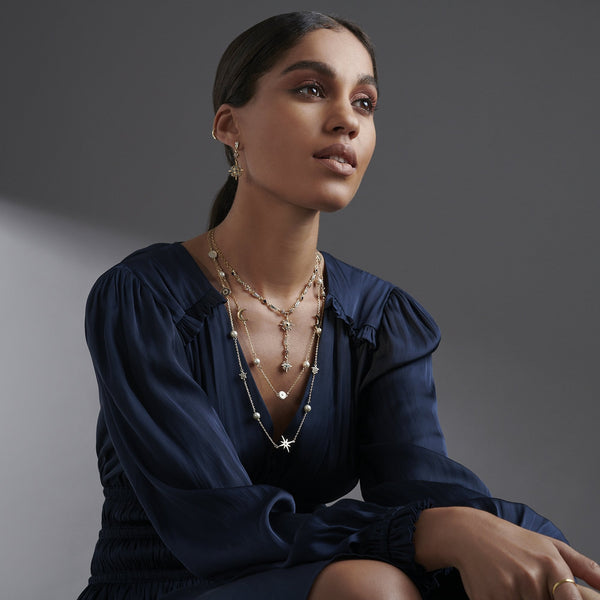 Mood Gold Plated Multi Coloured Fine Celestial Y Necklace