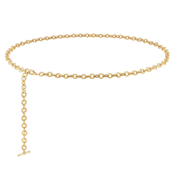 Mood Gold Polished Textured Chain Belt
