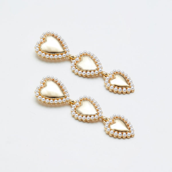 Jon Richard Gold Plated Polished And Pearl Heart Earrings