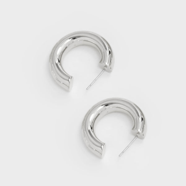 Jon Richard Recycled Silver Plated Polished Hoop Earrings