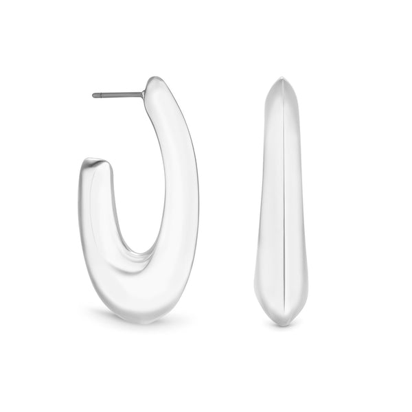 Jon Richard Recycled Silver Plated Organic Polished Hoop Earrings