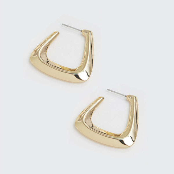 Jon Richard Recycled Gold Plated Angular Polished Hoop Earrings